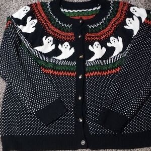 Black & White Ghost Pattern Cardigan